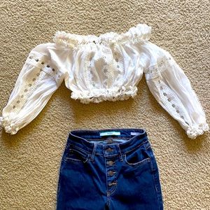 Super Cute Off Shoulder White Crop Top S